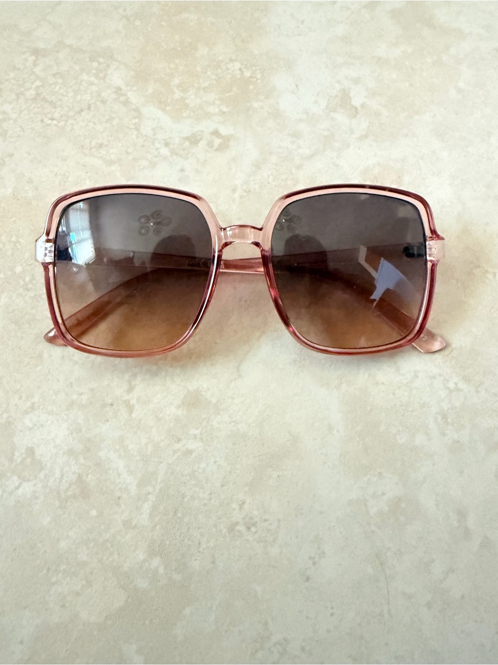 *BRAND NEW* Womens Stylish Rose Pink Oversized Square Ombré Tinted UV Sunglasses